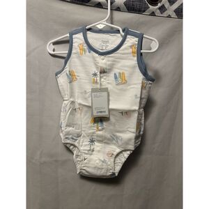 NWT Nest Designs Sleeveless Button Down (Bamboo) Pastel Waves 3-6 Months